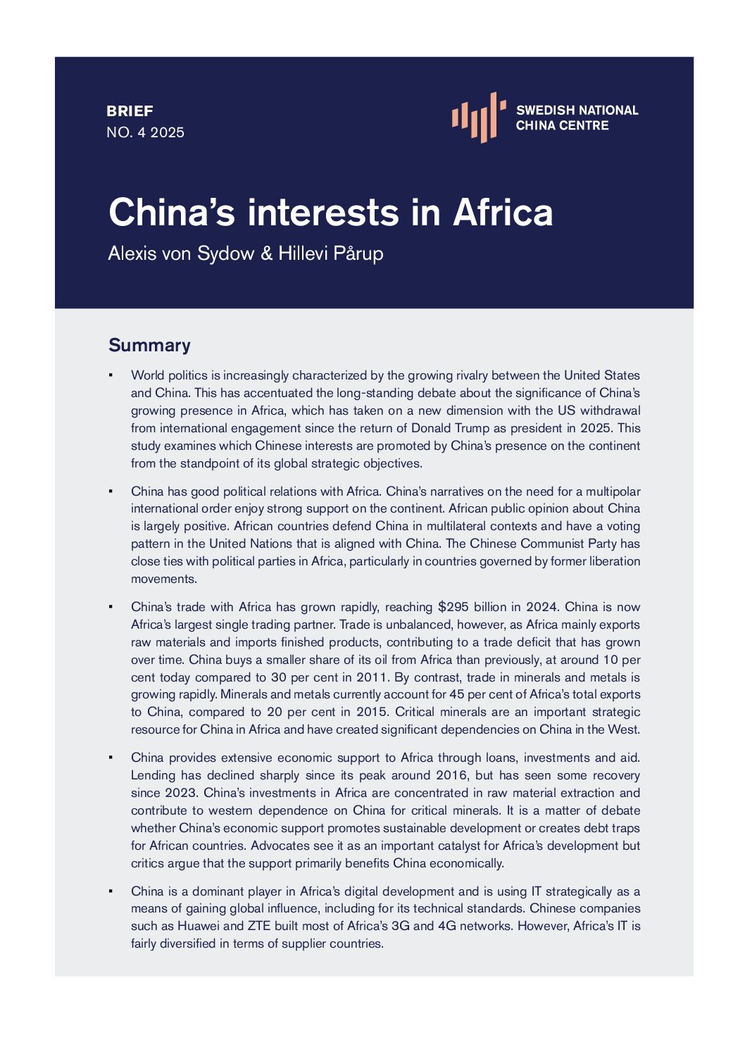 China’s interests in Africa framsida